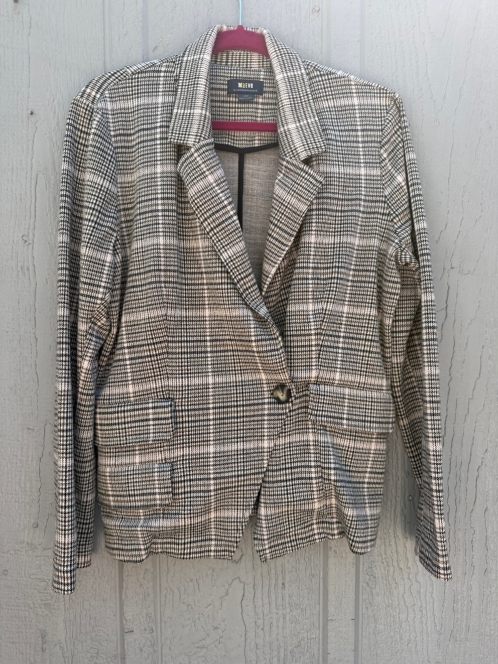 Anthropologie Maeve Plaid Single-Button Blazer Size: L